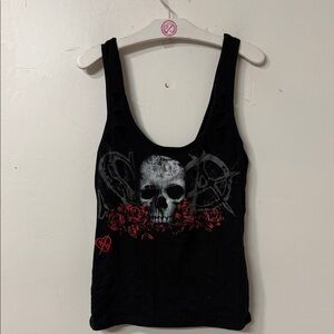 Metal Mulisha sons of Anarchy Black Tank with Skull and Red Roses